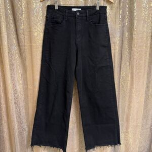 Vervet Black Stretchy High Rise Wide Leg Raw Hem Jeans Size 28